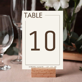 Tarjeta De Mesa Boda simple de borde beige marrón