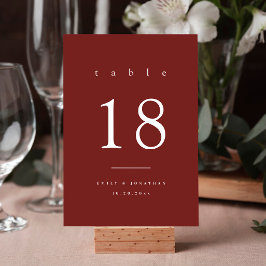 Tarjeta De Mesa Boda simple de Borgoña