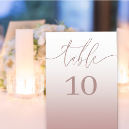 Tarjeta De Mesa Boda simple de gradiente de oro Rosa
