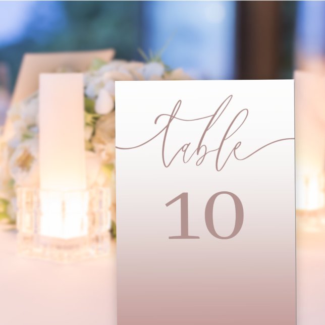 Tarjeta De Mesa Boda simple de gradiente de oro Rosa (Subido por el creador)