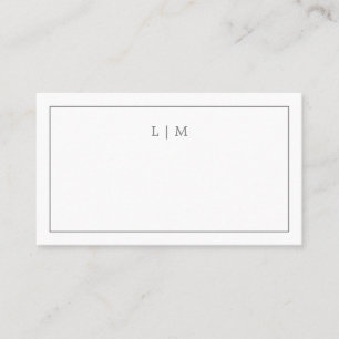 Tarjeta De Mesa Boda Simple de Monograma Gris Oscuro Elegante