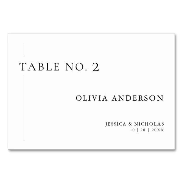 Tarjeta De Mesa Boda simple de nombres de invitados individuales e (Anverso)