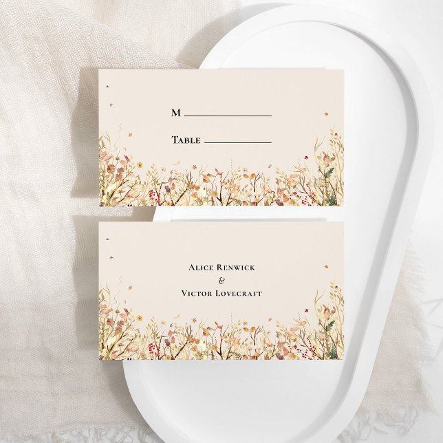 Tarjeta De Mesa Boda simple de otoño rústico beige plano (Subido por el creador)