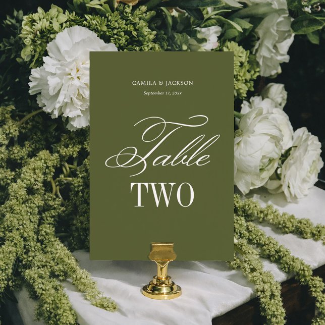 Tarjeta De Mesa Boda Simple de Verde Oliva (Subido por el creador)
