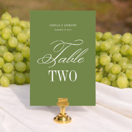 Tarjeta De Mesa Boda Simple de Verde Oliva