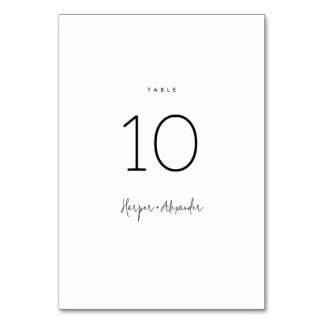 Tarjeta De Mesa Boda Simple Elegante Clásico Blanco y Negro