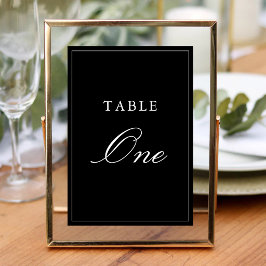 Tarjeta De Mesa Boda Simple Elegante Formal en Negro y Blanco