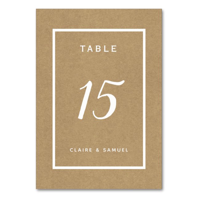 Tarjeta De Mesa Boda simple falso ruso de Kraft (Anverso)