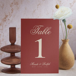 Tarjeta De Mesa Boda Simple Moderna Dinero Antiguo Rojo Intenso