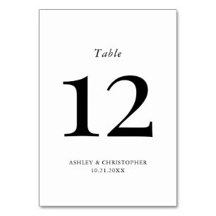 Tarjeta De Mesa Boda Simple Moderna en Blanco y Negro