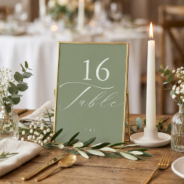 Tarjeta De Mesa Boda Simple Moderna Verde Salvia y Blanco