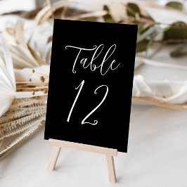Tarjeta De Mesa Boda Simple Script Negro y Blanco