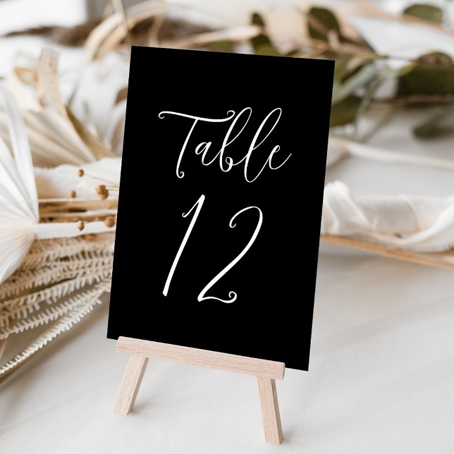 Tarjeta De Mesa Boda Simple Script Negro y Blanco (Subido por el creador)