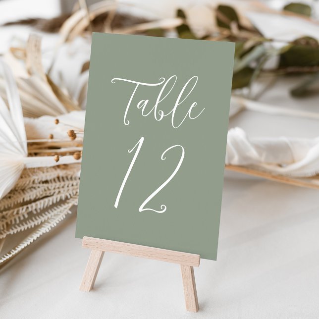 Tarjeta De Mesa Boda Simple Script Verde Salvia (Subido por el creador)