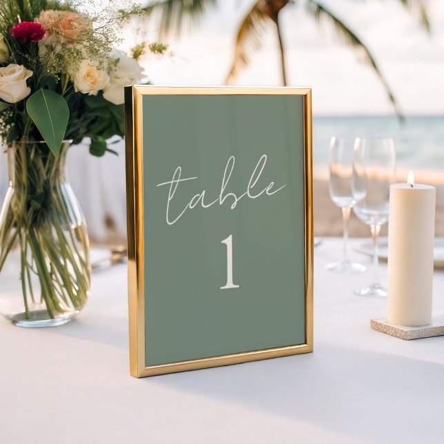 Tarjeta De Mesa Boda Simple Verde Salvia (Subido por el creador)