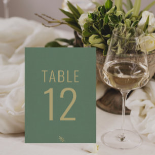 Tarjeta De Mesa Boda simple verde y Gold Fancy