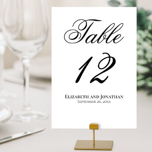 Tarjeta De Mesa Boda Simple y Elegante con Letra Script en Blanco