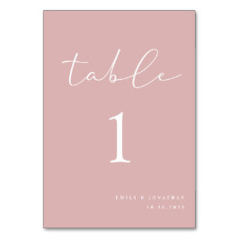 Tarjeta De Mesa Boda Simple y Elegante de Color Rosa Polvoriento