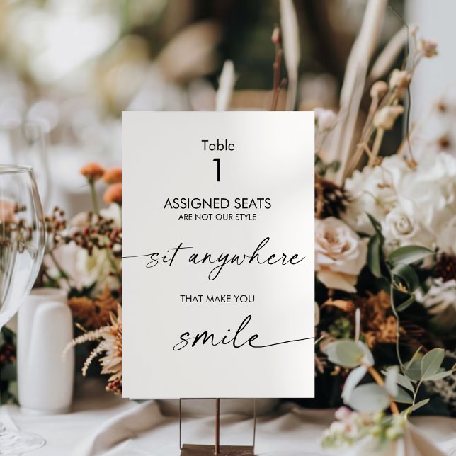 Tarjeta De Mesa Boda Sin Asientos Asignados, Siéntese En Cualquier (Subido por el creador)
