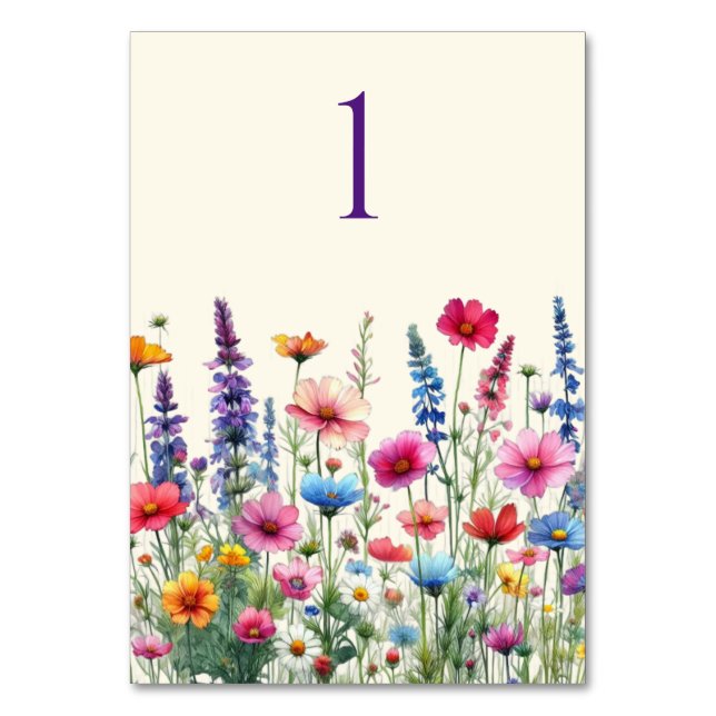Tarjeta de mesa Boda-sinfónica de flores silvestre (Anverso)