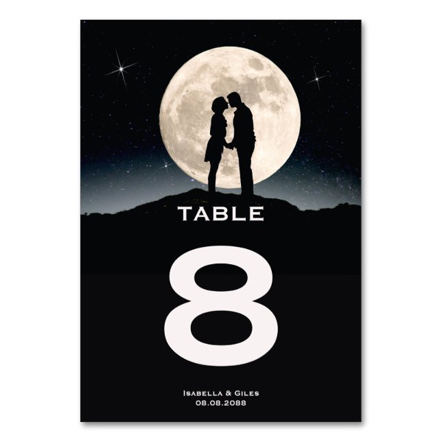Tarjeta De Mesa Boda sobre la Luna (Anverso)