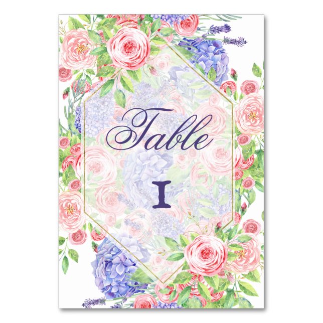 Tarjeta De Mesa Boda Sofisticada de Lilas y Peonías (Anverso)