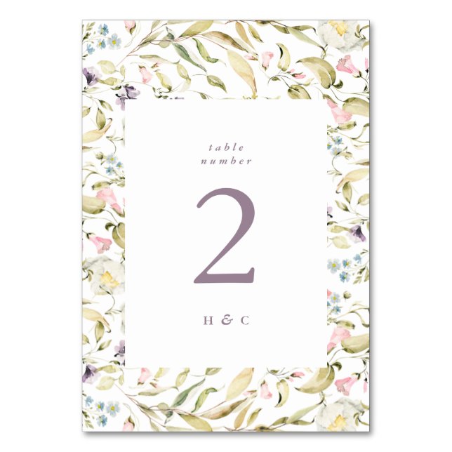 Tarjeta De Mesa Boda Spring Boho Wildflower Pampas (Anverso)