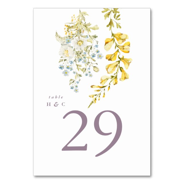 Tarjeta De Mesa Boda Spring Boho Wildflower Pampas (Anverso)