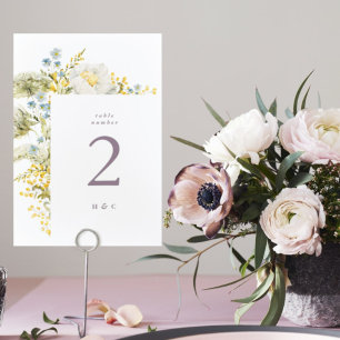 Tarjeta De Mesa Boda Spring Boho Wildflower Pampas