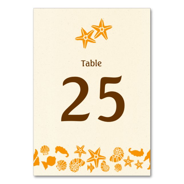 Tarjeta De Mesa Boda Starfish Pareja Summer Beach (Anverso)
