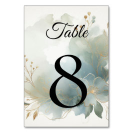 Tarjeta De Mesa Boda suave dorado de color azul turbio