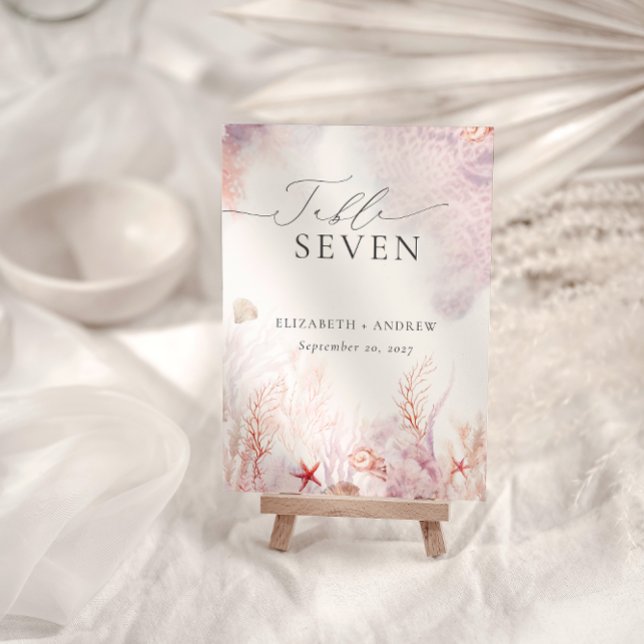 Tarjeta De Mesa Boda subacuático de coral de moda (Subido por el creador)