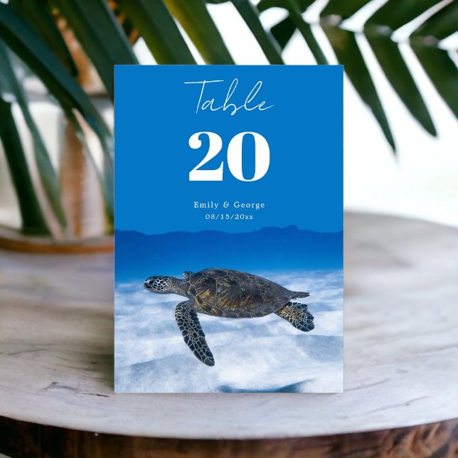 Tarjeta De Mesa Boda subacuático de tortuga marina (Subido por el creador)