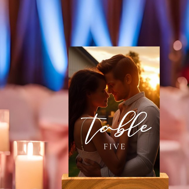 Tarjeta De Mesa Boda superpuesto de escritura blanca de fotografía (Subido por el creador)