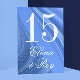 Tarjeta De Mesa Boda Swirling Blue Satin