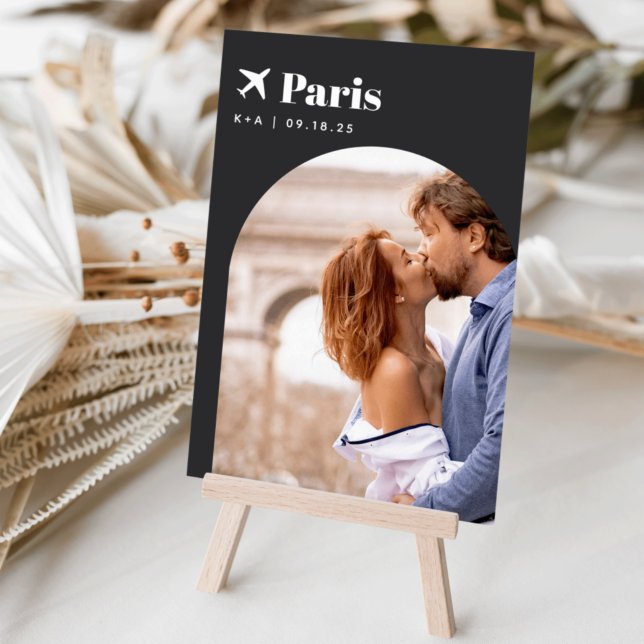 Tarjeta De Mesa Boda Tema de viaje Foto y nombre de destino (Subido por el creador)