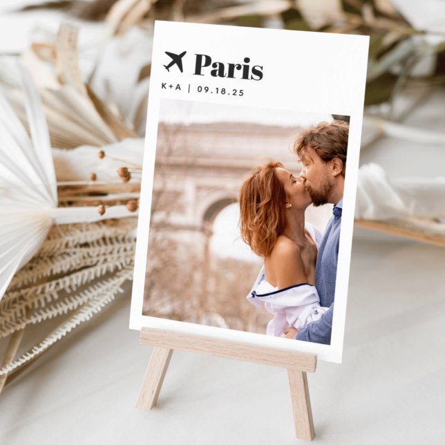Tarjeta De Mesa Boda Tema de viaje Foto y nombre de destino (3.5x5" travel photo table numbers)