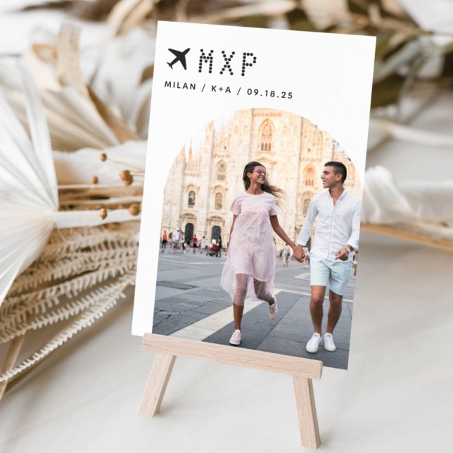 Tarjeta De Mesa Boda tema de viajes Foto y código de aeropuerto (Subido por el creador)