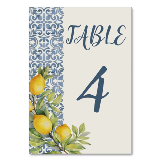 Tarjeta De Mesa Boda temático italiano Amalfi (Anverso)