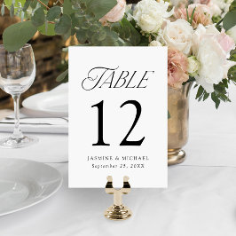Tarjeta De Mesa Boda tipografía negra elegante moderna