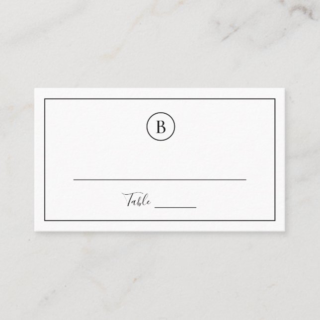 Tarjeta De Mesa Boda tradicional elegante en blanco y negro (Anverso)