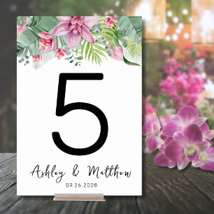 Tarjeta De Mesa Boda Tropical Floral Moderna y Elegante