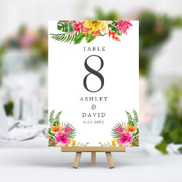 Tarjeta De Mesa Boda Tropical Hibiscus Floral Beach
