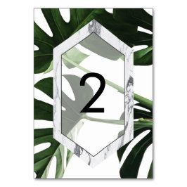 Tarjeta De Mesa Boda Tropical Monstera Mármol