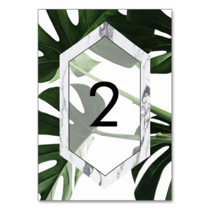 Tarjeta De Mesa Boda Tropical Monstera Mármol