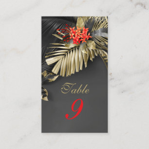 Tarjeta De Mesa Boda tropical oscuro de jazmín rojo