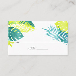 Tarjeta De Mesa Boda tropical verde azulado y limón
