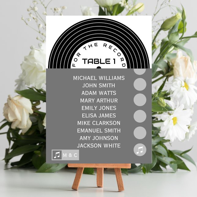 Tarjeta De Mesa Boda único de grabación de vinilo de música retro (Subido por el creador)