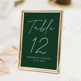 Tarjeta De Mesa Boda verde de escritura Minimalista moderna