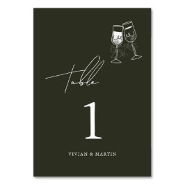 Tarjeta De Mesa Boda Verde de madera de olivo elegante